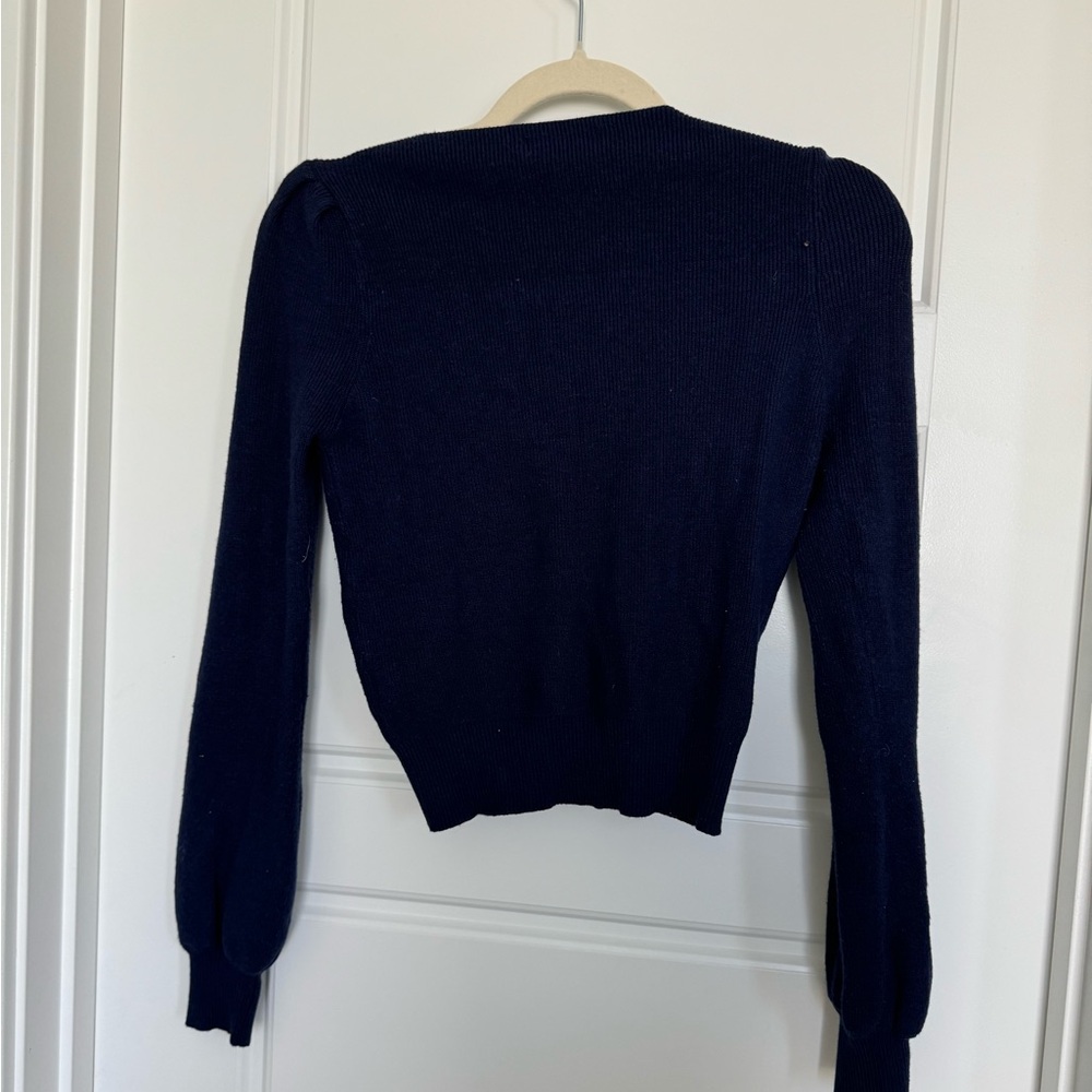 PRETTYGARDEN Fall Long Sleeve Cropped Sweaters Navy Blue Size Small - Picture 3 of 5